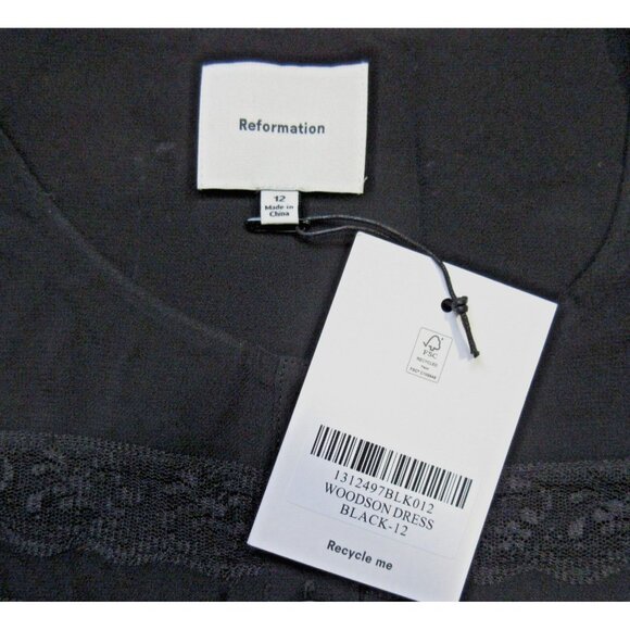 NWT NWT Reformation Woodson in Black Lace Trim Midi Button Down Shirt Dress 12 - Picture 5 of 10